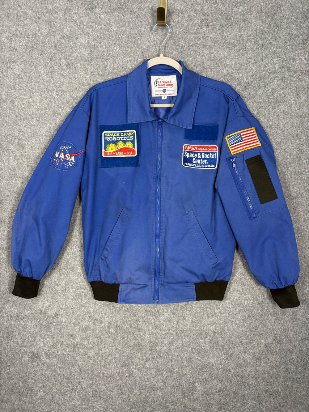 NASA Space Camp Official Flight Jacket Blue Small Patches